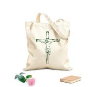 AILOONG Sacs de courses en polyester et coton tissu épais de 340g/m² Jésus-Christ Dieu et la Bible Réutilisable
