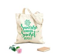 AILOONG Sacs de courses en polyester et coton tissu épais de 340g/m² Lever du soleil Coup de soleil Coucher de soleil Répéter Citations inspirantes Réutilisable