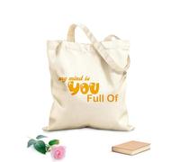 AILOONG Sacs de courses en polyester et coton tissu épais de 340g/m² Mon esprit est plein de lettres noires (citation) Réutilisable