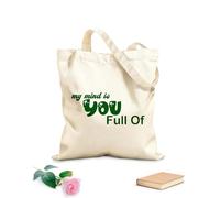 AILOONG Sacs de courses en polyester et coton tissu épais de 340g/m² Mon esprit est plein de lettres noires (citation) Réutilisable