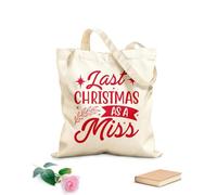 AILOONG Sacs de courses en polyester et coton tissu épais de 340g/m² Noël dernier en tant que Miss Réutilisable