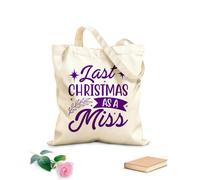 AILOONG Sacs de courses en polyester et coton tissu épais de 340g/m² Noël dernier en tant que Miss Réutilisable