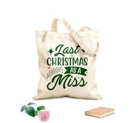 AILOONG Sacs de courses en polyester et coton tissu épais de 340g/m² Noël dernier en tant que Miss Réutilisable