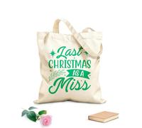 AILOONG Sacs de courses en polyester et coton tissu épais de 340g/m² Noël dernier en tant que Miss Réutilisable