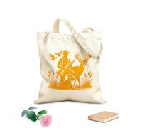 AILOONG Sacs de courses en polyester et coton tissu épais de 340g/m² Scène de chasse au cerf Silhouette papa Réutilisable