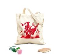 AILOONG Sacs de courses en polyester et coton tissu épais de 340g/m² Scène de chasse au cerf Silhouette papa Réutilisable
