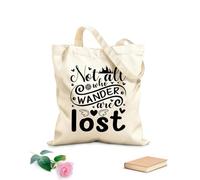 AILOONG Sacs de courses en polyester et coton Tous ceux qui errent ne sont pas perdus. tissu épais de 12 oz Réutilisable 25x30cm Petit