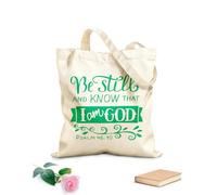 AILOONG Sacs de courses en polyester et coton Verset biblique : « Arrêtez, et sachez que je suis Dieu » (Psaume) tissu épais de 340g/m² Réutilisable