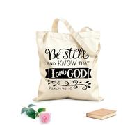 AILOONG Sacs de courses en polyester et coton Verset biblique : « Arrêtez, et sachez que je suis Dieu » (Psaume) tissu épais de 12 oz Réutilisable 31x36cm Moyen