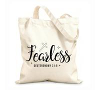 AILOONG Sacs de courses en polyester et coton Versets bibliques chrétiens intrépides et rétro tissu épais de 12 oz Réutilisable 31x36cm Moyen