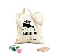 AILOONG Sacs de courses en polyester et coton Vin Un peu de rire tissu épais de 12 oz Réutilisable 25x30cm Petit