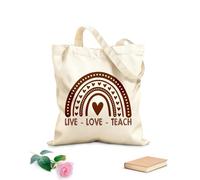 AILOONG Sacs de courses en polyester et coton Vivre Aimer Enseigner tissu épais de 340g/m² Réutilisable