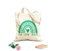 AILOONG Sacs de courses en polyester et coton Vivre Aimer Enseigner tissu épais de 340g/m² Réutilisable