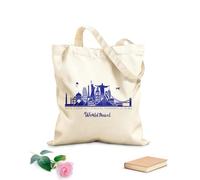 AILOONG Sacs de courses en polyester et coton Voyage, périple, monuments célèbres du monde tissu épais de 340g/m² Réutilisable