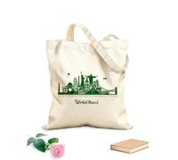 AILOONG Sacs de courses en polyester et coton Voyage, périple, monuments célèbres du monde tissu épais de 340g/m² Réutilisable