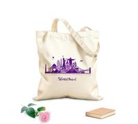 AILOONG Sacs de courses en polyester et coton Voyage, périple, monuments célèbres du monde tissu épais de 340g/m² Réutilisable