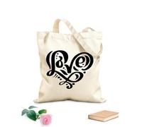 AILOONG Sacs de rangement en polyester et coton calligraphie amour des mots tissu épais de 12 oz Slogan personnalisable 25x30cm Petit