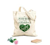 AILOONG Sacs de rangement en polyester et coton Calligraphie manuscrite avec un verset biblique, ta parole, j'ai tissu épais de 340g/m² Slogan personnalisable