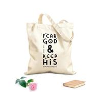 AILOONG Sacs de rangement en polyester et coton Citation biblique : Craignez Dieu et gardez ses commandements. tissu épais de 12 oz Slogan personnalisable 25x30cm Petit