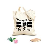AILOONG Sacs de rangement en polyester et coton citation tout ira bien design art tissu épais de 12 oz Slogan personnalisable 31x36cm Moyen