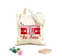 AILOONG Sacs de rangement en polyester et coton citation tout ira bien design art tissu épais de 340g/m² Slogan personnalisable