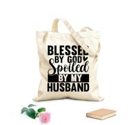 AILOONG Sacs de rangement en polyester et coton Dieu bénisse mon mari pour ce cadeau. tissu épais de 12 oz Slogan personnalisable 31x36cm Moyen