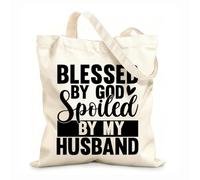 AILOONG Sacs de rangement en polyester et coton Dieu bénisse mon mari pour ce cadeau. tissu épais de 12 oz Slogan personnalisable 25x30cm Petit