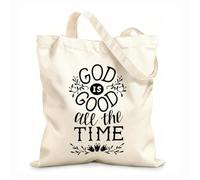 AILOONG Sacs de rangement en polyester et coton Dieu du lettrage à la main est bon en tout temps tissu épais de 12 oz Slogan personnalisable 35x40cm Grand