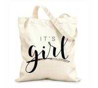 AILOONG Sacs de rangement en polyester et coton Écriture manuscrite : c'est une fille tissu épais de 12 oz Slogan personnalisable 31x36cm Moyen