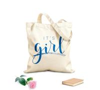 AILOONG Sacs de rangement en polyester et coton Écriture manuscrite : c'est une fille tissu épais de 340g/m² Slogan personnalisable