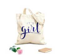 AILOONG Sacs de rangement en polyester et coton Écriture manuscrite : c'est une fille tissu épais de 340g/m² Slogan personnalisable