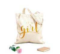 AILOONG Sacs de rangement en polyester et coton Écriture manuscrite : c'est une fille tissu épais de 340g/m² Slogan personnalisable