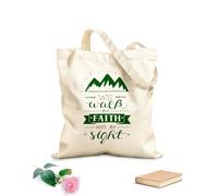 AILOONG Sacs de rangement en polyester et coton Écriture manuscrite : nous marchons par la foi et non par la vue tissu épais de 340g/m² Slogan personnalisable