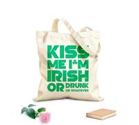 AILOONG Sacs de rangement en polyester et coton Embrasse-moi, je suis irlandais ou ivre, peu importe l'écriture tissu épais de 340g/m² Slogan personnalisable