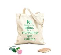 AILOONG Sacs de rangement en polyester et coton French Kitchen Ici Tombent en ruine les merveilles de la cuisine tissu épais de 340g/m² Slogan personnalisable