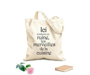 AILOONG Sacs de rangement en polyester et coton French Kitchen Ici Tombent en ruine les merveilles de la cuisine tissu épais de 340g/m² Slogan personnalisable
