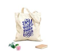AILOONG Sacs de rangement en polyester et coton Inscription manuscrite avec les mots joie et paix dans le monde tissu épais de 340g/m² Slogan personnalisable