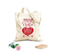 AILOONG Sacs de rangement en polyester et coton Inscription manuscrite avec un verset biblique : « Faites confiance au Seigneur ». tissu épais de 340g/m² Slogan personnalisable