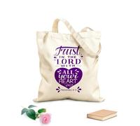 AILOONG Sacs de rangement en polyester et coton Inscription manuscrite avec un verset biblique : « Faites confiance au Seigneur ». tissu épais de 340g/m² Slogan personnalisable