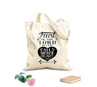 AILOONG Sacs de rangement en polyester et coton Inscription manuscrite avec un verset biblique : « Faites confiance au Seigneur ». tissu épais de 12 oz Slogan personnalisable 35x40cm Grand