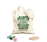 AILOONG Sacs de rangement en polyester et coton Inscription manuscrite avec un verset biblique : gloire à Dieu tissu épais de 340g/m² Slogan personnalisable