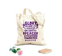 AILOONG Sacs de rangement en polyester et coton Inscription manuscrite avec un verset biblique : gloire à Dieu tissu épais de 340g/m² Slogan personnalisable