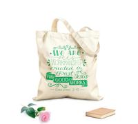 AILOONG Sacs de rangement en polyester et coton Inscription manuscrite avec un verset biblique : nous sommes à lui tissu épais de 340g/m² Slogan personnalisable