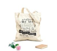 AILOONG Sacs de rangement en polyester et coton Inscription manuscrite avec un verset biblique : nous sommes à lui tissu épais de 12 oz Slogan personnalisable 31x36cm Moyen