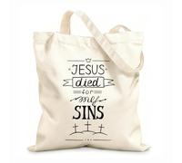 AILOONG Sacs de rangement en polyester et coton Jésus est mort, écrit à la main tissu épais de 12 oz Slogan personnalisable 25x30cm Petit