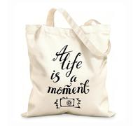 AILOONG Sacs de rangement en polyester et coton la vie est un instant citation de motivation main moderne tissu épais de 12 oz Slogan personnalisable 25x30cm Petit