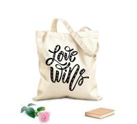 AILOONG Sacs de rangement en polyester et coton l'amour triomphe, phrase dessinée à la main sur tissu épais de 12 oz Slogan personnalisable 25x30cm Petit