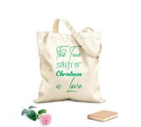 AILOONG Sacs de rangement en polyester et coton Le véritable esprit de Noël est une lettre d'amour tissu épais de 340g/m² Slogan personnalisable