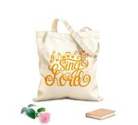 AILOONG Sacs de rangement en polyester et coton lettrage à la main chante au seigneur fait sur tissu épais de 340g/m² Slogan personnalisable