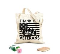 AILOONG Sacs de rangement en polyester et coton Merci aux vétérans des États-Unis tissu épais de 12 oz Slogan personnalisable 35x40cm Grand
